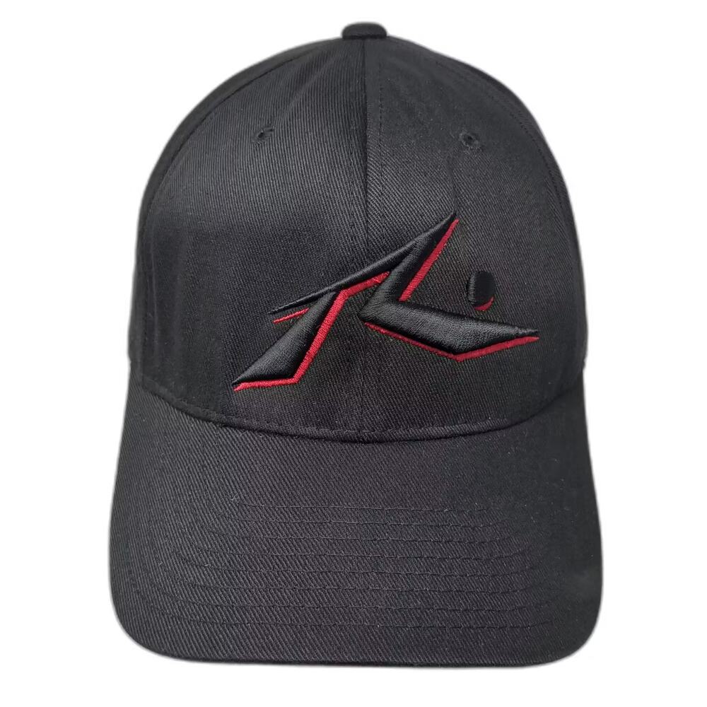 Rusty Baseball Cap Black Red XL Flexfit Hat Embroidered Curved Brim Structured